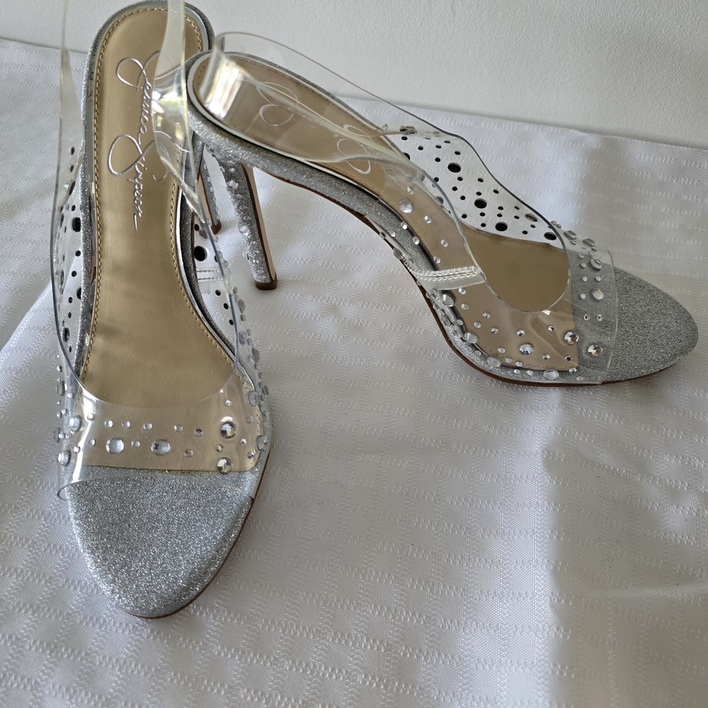 Jessica Simpson Silver and Clear Heels